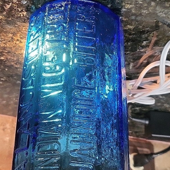 Vintage Blue Glass A. Lancaster's Indian Vegetable Jaundice Bitters Bottle by Wh - Picture 4 of 8
